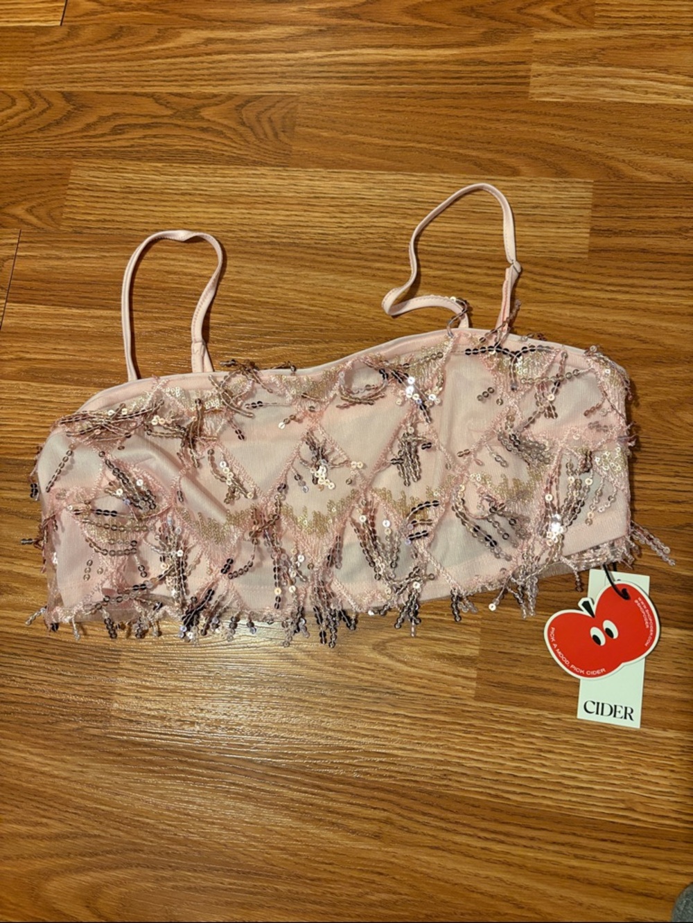 Cider Pink Sequin Fringe Bandeau